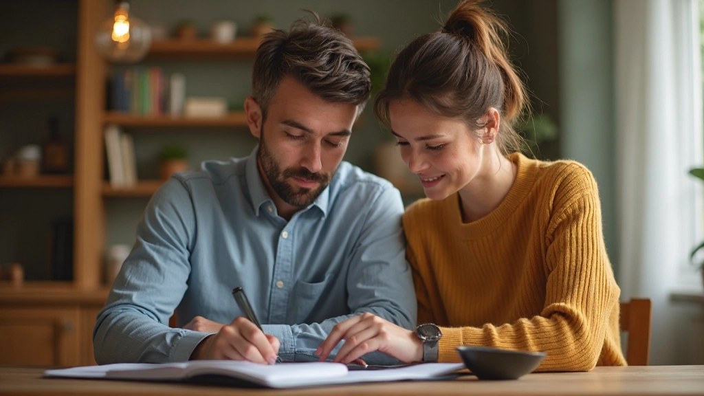 Семья планирует бюджет вместе за обеденным столом