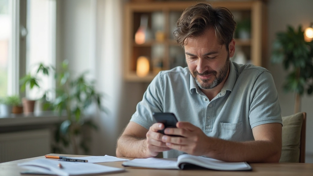 Человек использует мобильное приложение для отслеживания бюджета