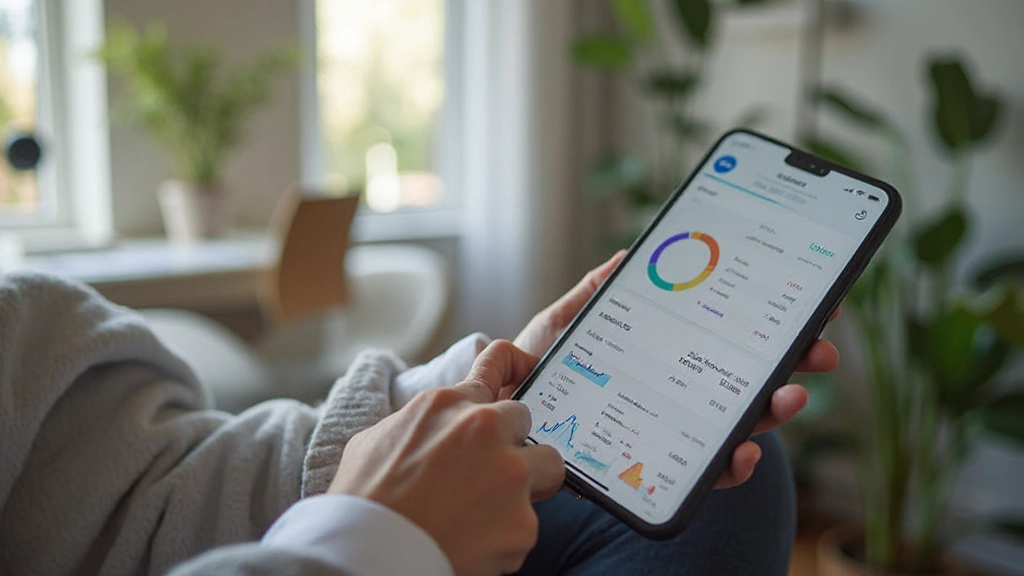 Смартфон с приложением для отслеживания расходов на экране в руках пользователя